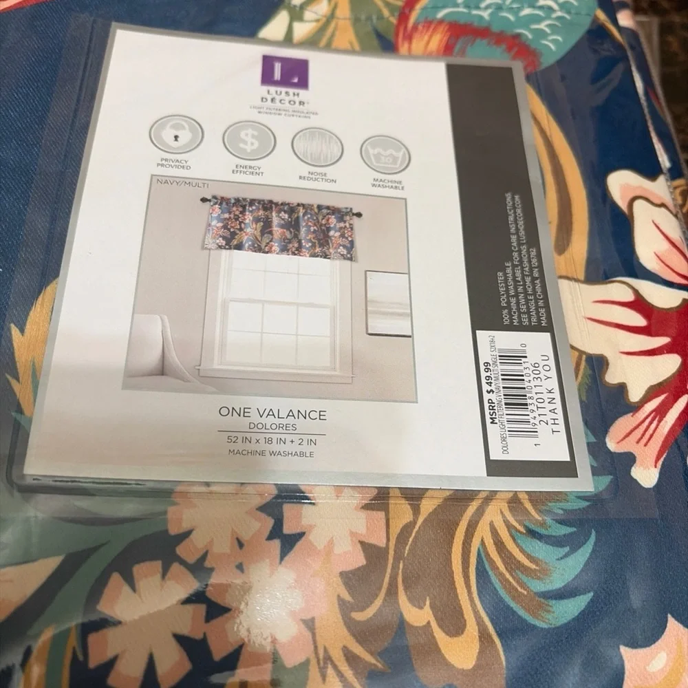 Lush Decor Dolores Room Darkening Valance Sz 52”x18” NWT